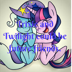 Size: 800x800 | Tagged: safe, artist:equestriaconfessions, derpibooru import, trixie, twilight sparkle, twilight sparkle (alicorn), alicorn, pony, female, lesbian, shipping, twixie