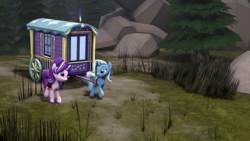 Size: 1920x1080 | Tagged: safe, artist:litterpaws, derpibooru import, starlight glimmer, trixie, pony, unicorn, 3d, female, mare, source filmmaker, trixie's wagon