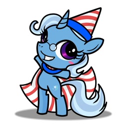 Size: 1000x1005 | Tagged: safe, artist:.mao, derpibooru import, trixie, pony, bipedal, blushing, glasses, oakatrixie, osaka trixie, pixiv, solo