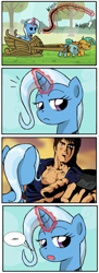 Size: 700x1933 | Tagged: safe, derpibooru import, snails, snips, trixie, exploitable meme, hokuto no ken, kenshiro, meh, pointing, unimpressed trixie meme, you are already dead