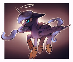 Size: 1409x1200 | Tagged: safe, artist:rain-gear, princess luna, alicorn, pony, halo, lunadoodle, solo