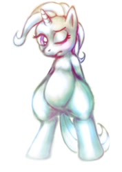 Size: 904x1280 | Tagged: safe, artist:remyroez, derpibooru import, trixie, pony, unicorn, bipedal, one eye closed, solo