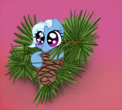 Size: 914x824 | Tagged: safe, artist:sevireth, derpibooru import, trixie, pony, unicorn, cute, female, filly, mare, nom, pinecone, solo, younger