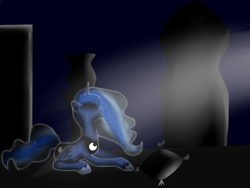 Size: 1024x768 | Tagged: safe, artist:osowiala, princess luna, alicorn, pony, female, horn, mare, simple background, solo