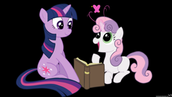 Size: 1920x1080 | Tagged: safe, artist:kyojiogami, derpibooru import, sweetie belle, twilight sparkle, reading