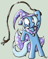 Size: 686x848 | Tagged: safe, artist:procaballus, derpibooru import, trixie, pony, bipedal, solo, whip