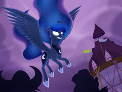 Size: 3200x2400 | Tagged: safe, artist:iraincloud, princess luna, alicorn, pony, luna eclipsed, glowing eyes, scene interpretation