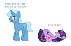 Size: 1000x656 | Tagged: safe, artist:shiverbear, derpibooru import, tristan, trixie, twilight sparkle, laughing, rule 63