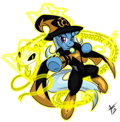 Size: 3296x3377 | Tagged: safe, artist:cynos-zilla, derpibooru import, trixie, pony, unicorn, blackest night, crossover, female, green lantern, mare, parody, sinestro corps, solo, yellow lantern