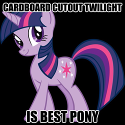 Size: 625x625 | Tagged: safe, derpibooru import, twilight sparkle, best pony, cardboard cutout, cardboard twilight, image macro, stock vector