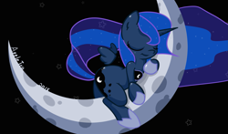 Size: 2275x1339 | Tagged: safe, artist:appletea, princess luna, alicorn, pony, filly, moon, sleeping, solo, tangible heavenly object, woona