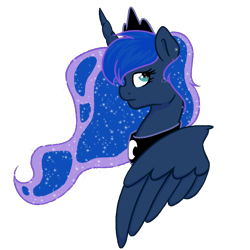 Size: 900x900 | Tagged: safe, artist:tralalayla, princess luna, alicorn, pony, bust, female, horn, jewelry, mare, portrait, profile, regalia, simple background, solo, tiara, transparent background, wings