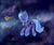 Size: 876x737 | Tagged: safe, artist:silviawinter, princess luna, alicorn, pony, crossover, portal, portal (valve), portal 2, s1 luna, solo, space, space core