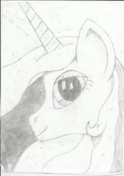 Size: 1280x1819 | Tagged: safe, artist:willywolfy, princess luna, alicorn, pony, lunadoodle, monochrome, solo, traditional art