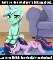 Size: 800x897 | Tagged: safe, artist:johnjoseco, derpibooru import, lyra heartstrings, twilight sparkle, image macro