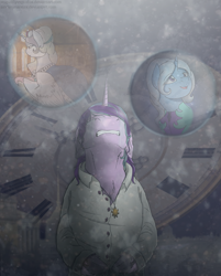 Size: 1291x1603 | Tagged: safe, artist:sinderynaralex, artist:stuflox, derpibooru import, princess celestia, starlight glimmer, trixie, alicorn, pony, alexei orlov, catherine the great, clock, clothes, count orlov, crossover, crying, dress, pink-mane celestia, princess elizabeth