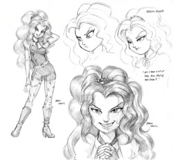 Size: 1200x1113 | Tagged: safe, artist:baron engel, adagio dazzle, equestria girls, rainbow rocks, monochrome, pencil drawing, sketch, sketch dump, smirk, solo, traditional art