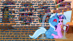 Size: 1280x720 | Tagged: safe, artist:navitaserussirus, derpibooru import, trixie, twilight sparkle, pony, cropped, crying, female, golden oaks library, lesbian, shipping, twixie