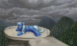 Size: 1250x743 | Tagged: safe, artist:zevironmoniroth, derpibooru import, trixie, pony, unicorn, female, lonely, mare, sad, solo