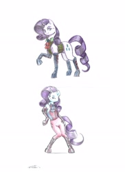 Size: 2552x3510 | Tagged: safe, artist:baron engel, color edit, edit, rarity, pony, unicorn, boots, colored, pencil drawing, solo, traditional art