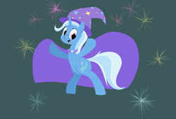 Size: 3496x2362 | Tagged: safe, artist:taurson, derpibooru import, trixie, pony, unicorn, cape, clothes, female, fireworks, mare, smiling, solo, trixie's cape