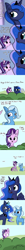 Size: 1650x16500 | Tagged: safe, artist:tjpones, derpibooru import, dusk shine, princess luna, starlight glimmer, trixie, twilight sparkle, twilight sparkle (alicorn), alicorn, pony, unicorn, bait and switch, binoculars, blushing, chest fluff, comic, dialogue, dream walker luna, ear fluff, hand, magic, magic hands, missing cutie mark, rule 63, thumbs up