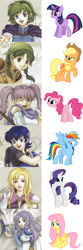 Size: 532x1593 | Tagged: safe, derpibooru import, applejack, fluttershy, pinkie pie, rainbow dash, rarity, twilight sparkle, earth pony, pegasus, pony, unicorn, fire emblem, mane six