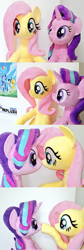 Size: 1024x3062 | Tagged: safe, artist:nekokevin, applejack, fluttershy, pinkie pie, rainbow dash, rarity, starlight glimmer, twilight sparkle, earth pony, pegasus, pony, unicorn, series:nekokevin's glimmy, boop, cute, female, glimmerbetes, glimmershy, irl, life size, looking at each other, looking at you, mare, noseboop, photo, plushie, poster, shyabetes, smiling