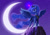 Size: 3515x2483 | Tagged: safe, artist:siegahertz, princess luna, alicorn, pony, crescent moon, magic, moon, night, solo, spread wings