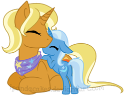 Size: 876x661 | Tagged: safe, artist:ipandacakes, derpibooru import, idw, sunflower spectacle, trixie, pony, spoiler:comic, spoiler:comic40, cute, diatrixes, female, filly, filly trixie, like mother like daughter, mother and child, mother and daughter, parent and child, prone, simple background, transparent background, younger