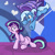 Size: 1024x1024 | Tagged: safe, artist:yoshimarsart, derpibooru import, starlight glimmer, trixie, pony, unicorn, cape, clothes, hat, incoming hug, pounce, trixie's cape, trixie's hat, watermark