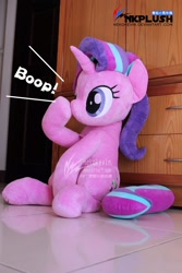 Size: 800x1200 | Tagged: safe, artist:nekokevin, starlight glimmer, pony, unicorn, series:nekokevin's glimmy, boop, cute, exploitable meme, female, glimmerbetes, glimmerposting, irl, life size, mare, meme, nekokevin is trying to murder us, photo, plushie, self-boop, sitting, solo