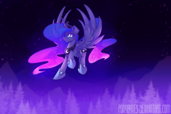 Size: 3000x2000 | Tagged: safe, artist:novabytes, princess luna, alicorn, pony, female, horn, mare, simple background, solo