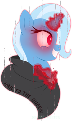 Size: 557x936 | Tagged: safe, artist:mintystitch, derpibooru import, trixie, pony, unicorn, alicorn amulet, female, glowing eyes, grin, mare, smiling, solo