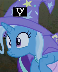 Size: 414x515 | Tagged: safe, derpibooru import, screencap, starlight glimmer, trixie, pony, to change a changeling, bagged, cropped, out of context, solo focus, tv-y, wrong hole