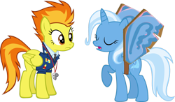 Size: 1914x1118 | Tagged: safe, artist:zacatron94, derpibooru import, spitfire, trixie, clothes, fake wings, simple background, transparent background, uniform, vector