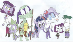 Size: 900x518 | Tagged: safe, artist:sithvampiremaster27, derpibooru import, spike, twilight sparkle, dragon, skunk, crossover, donatello, ferb fletcher, fifi la fume, gaz membrane, invader zim, phineas and ferb, saranoia, teenage mutant ninja turtles, tiny toon adventures, yin yang yo