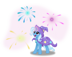 Size: 4000x3166 | Tagged: safe, artist:kp-shadowsquirrel, artist:spier17, derpibooru import, trixie, pony, unicorn, cute, diatrixes, female, fireworks, mare, solo