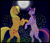 Size: 1000x858 | Tagged: safe, artist:kourabiedes, derpibooru import, applejack, twilight sparkle, earth pony, firefly (insect), pony, bipedal, female, lesbian, night, shipping, twijack