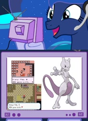 Size: 844x1153 | Tagged: safe, princess luna, alicorn, pony, birthday, exploitable meme, gamer luna, meme, mewtwo, obligatory pony, pokémon, tv meme