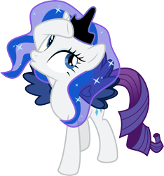 Size: 5000x5344 | Tagged: safe, artist:missbeigepony, princess luna, rarity, pony, unicorn, testing testing 1-2-3, absurd resolution, clothes, cosplay, costume, lunarity, simple background, solo, transparent background, vector