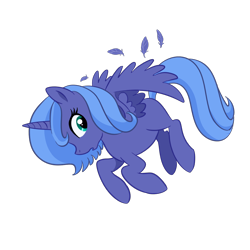 Size: 1000x1000 | Tagged: safe, artist:madmax, princess luna, alicorn, pony, blank flank, feather, s1 luna, simple background, solo, transparent background