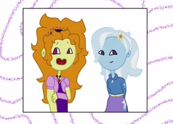 Size: 7000x5000 | Tagged: safe, artist:musicgodart, derpibooru import, adagio dazzle, trixie, absurd resolution, female, lesbian, shipping, triagio