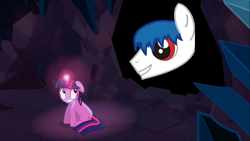 Size: 1280x720 | Tagged: safe, derpibooru import, edit, edited screencap, screencap, twilight sparkle, oc, oc:roboshi, a canterlot wedding, cave meme, exploitable meme, meme