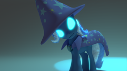 Size: 3840x2160 | Tagged: safe, artist:shastro, derpibooru import, trixie, pony, 3d, blender, glowing eyes, solo