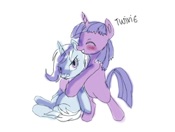 Size: 1350x1020 | Tagged: safe, artist:trojan-pony, derpibooru import, trixie, twilight sparkle, angry, bipedal, blushing, female, hug, lesbian, shipping, tsundere, twixie