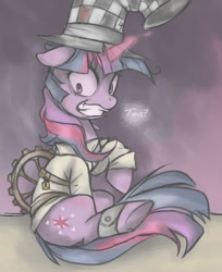 Size: 497x610 | Tagged: safe, artist:soulspade, derpibooru import, twilight sparkle, american mcgee's alice, clothes, costume, mad hatter, steampunk, twilight snapple