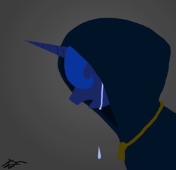 Size: 1938x1878 | Tagged: safe, artist:antnoob, princess luna, alicorn, pony, cloak, clothes, crying, solo