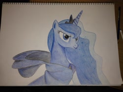 Size: 3264x2448 | Tagged: safe, artist:lethal-doorknob, princess luna, alicorn, pony, cloak, clothes, solo, traditional art