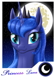 Size: 1024x1396 | Tagged: safe, artist:vasillium, princess luna, alicorn, pony, female, horn, mare, simple background, solo